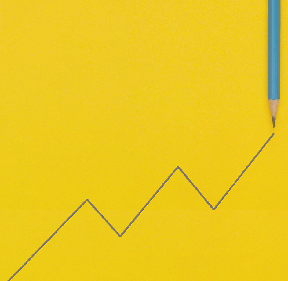 Business growth concept. Financial report with graphs and arrow.